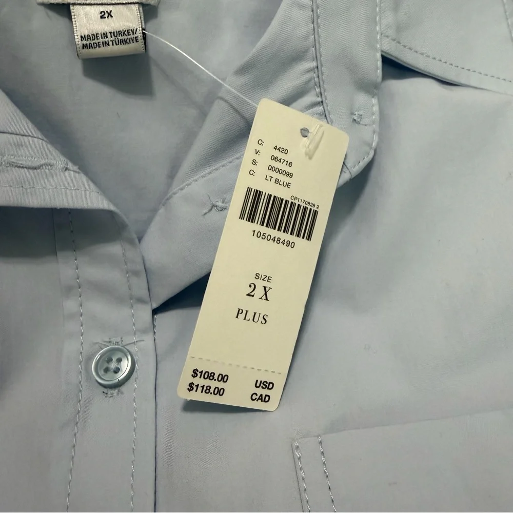 NWT Anthropologie Maeve The Bennet Buttondown Shirt | Light Blue | Size 2X - Picture 5 of 7